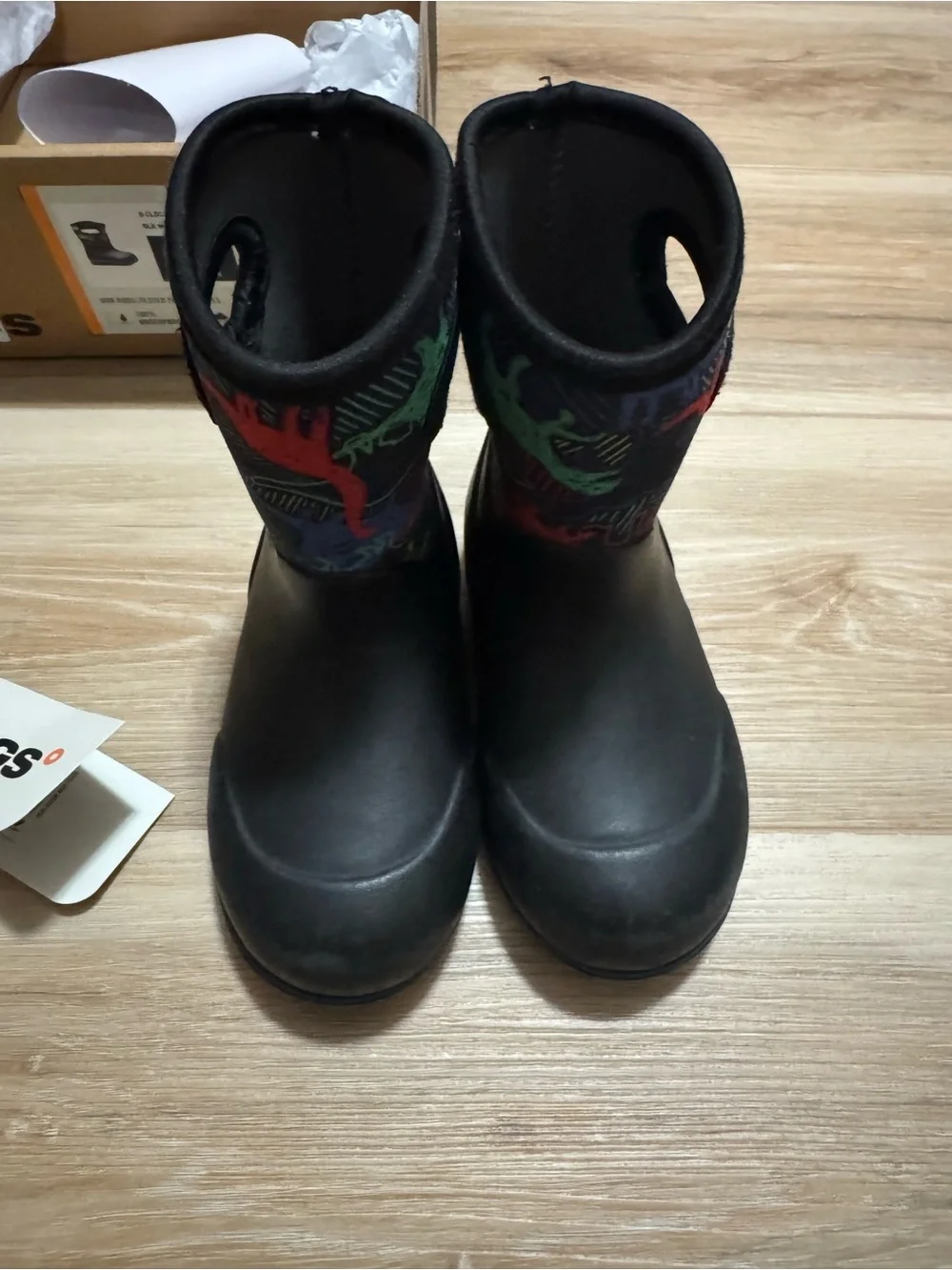Baby Bogs Classic Neon Dino Waterproof Boots Size 9 Black Multi